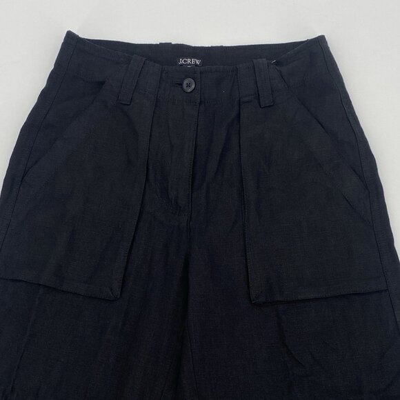 J. Crew Size 00 Seaside Cargo Pants Black High Waist Linen-TENCEL Lyocell Blend - Picture 3 of 16